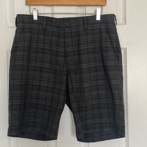 Haggar black plaid flat front shorts